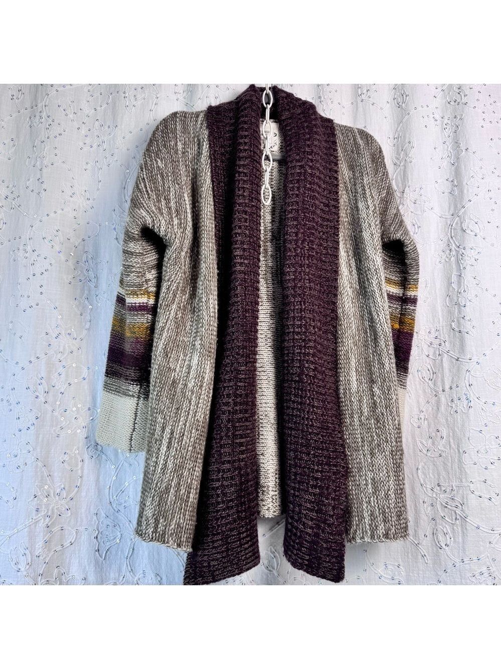 Urban Behavior Peace & Love Open Front Knit Cardigan Sweater S/M